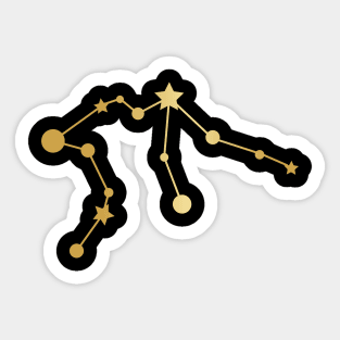 Aquarius Zodiac Constellation in Gold - Black Sticker